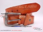 Perfect Replica Jeep Orange Leather Belt With Sliver Buckle For Sale